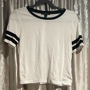 Juniors Forever 21 White and Black Jersey Shirt